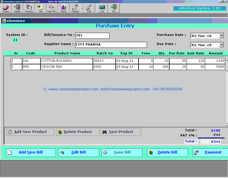 Medical Bill Generation and Stock Management System  - VB.NET, MS Access